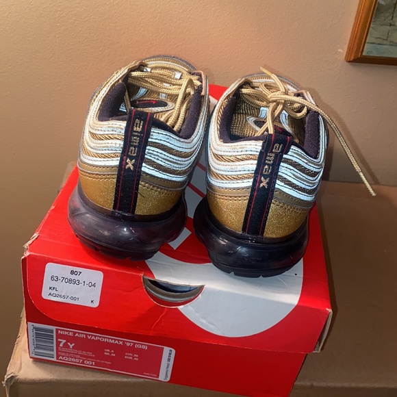 Nike Air Gold Metallic VaporMax 97 Sneakers, Size: 8½ (GS - 7) - Picture 5 of 6